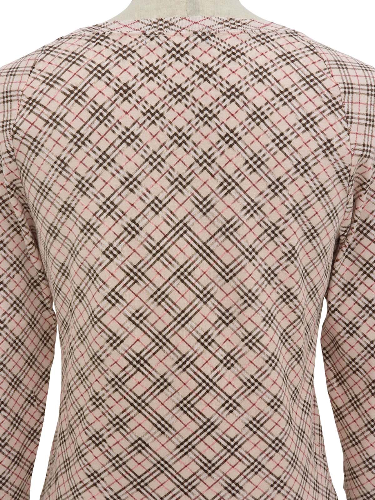 Nova Check Pattern Logo Embroidered 3/4 Sleeve Top in Pink