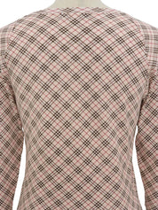 Nova Check Pattern Logo Embroidered 3/4 Sleeve Top in Pink