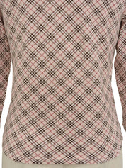 Nova Check Pattern Logo Embroidered 3/4 Sleeve Top in Pink