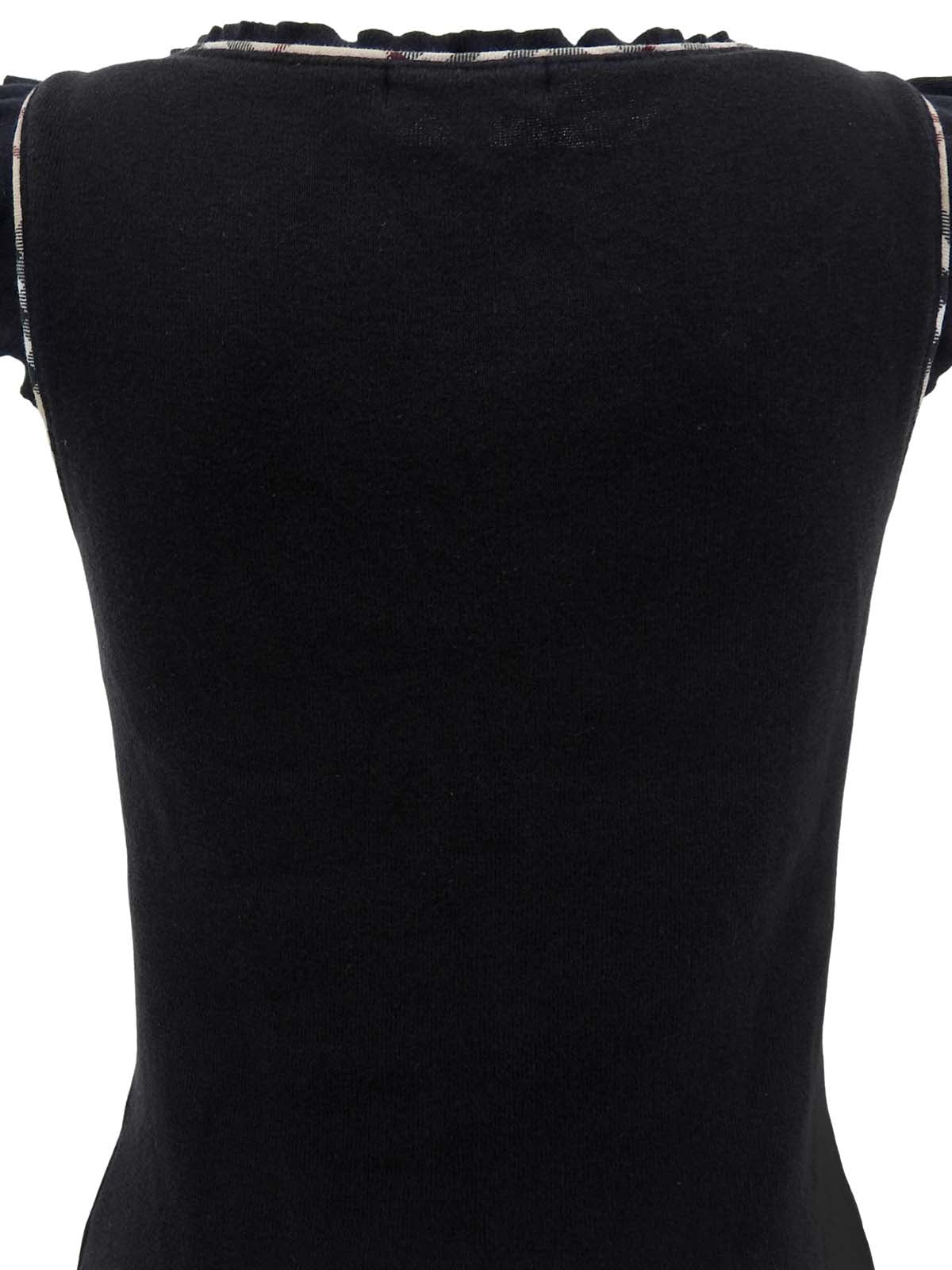 Logo Embroidered Trim Ruffle Design Sleeveless Top in Black