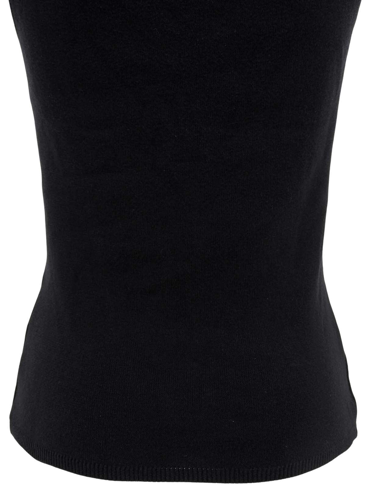 Logo Embroidered Trim Ruffle Design Sleeveless Top in Black