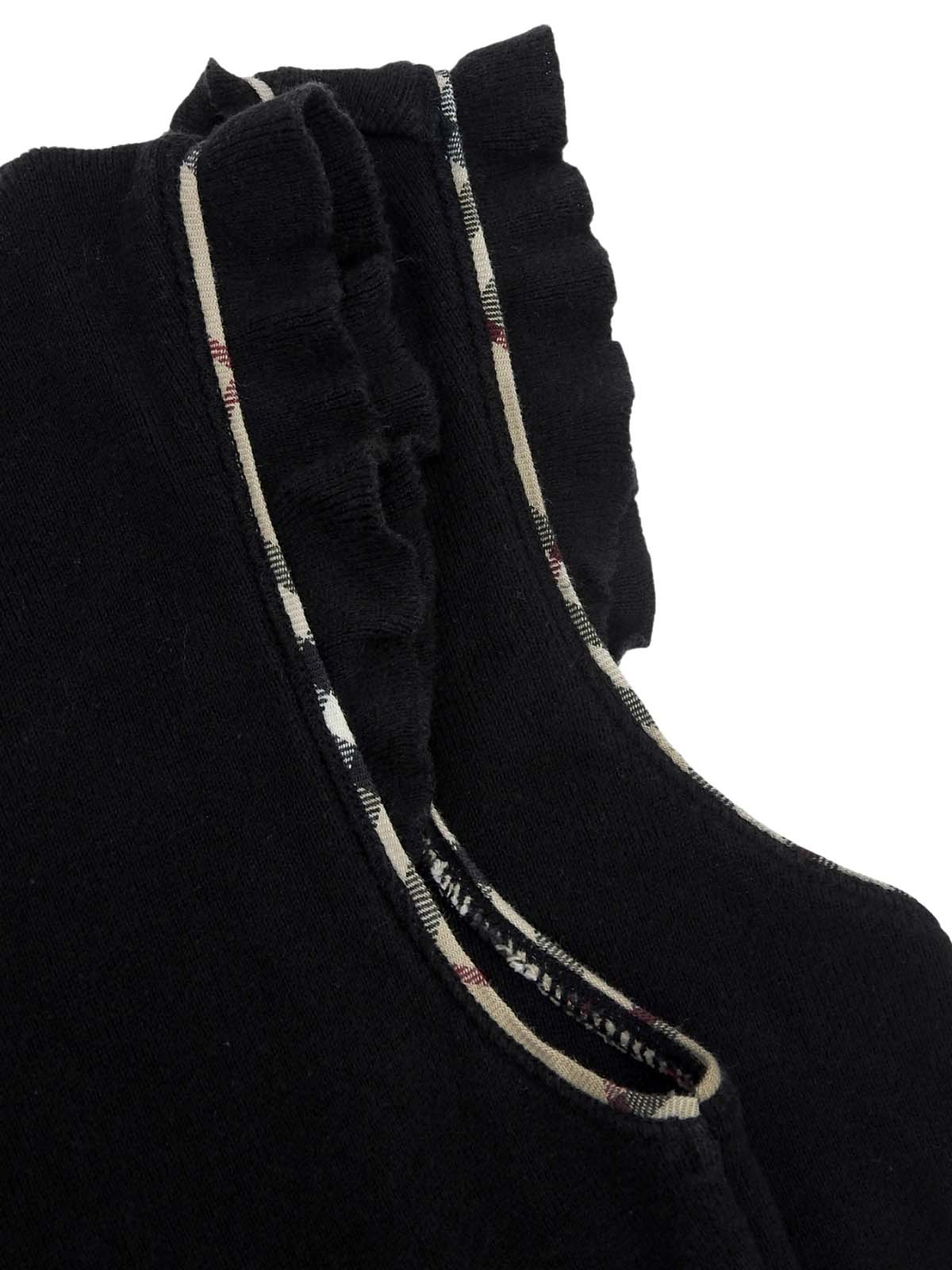 Logo Embroidered Trim Ruffle Design Sleeveless Top in Black