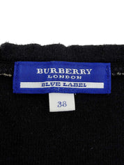 Logo Embroidered Trim Ruffle Design Sleeveless Top in Black