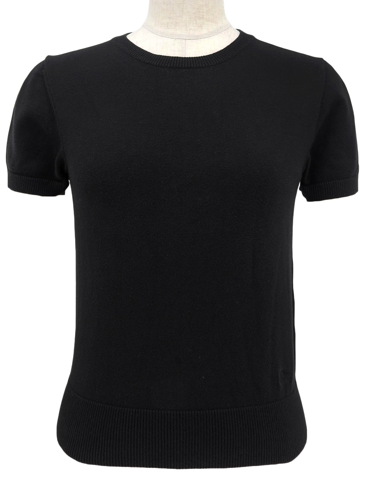 ロゴ刺繍ハーフスリーブトップス ブラック