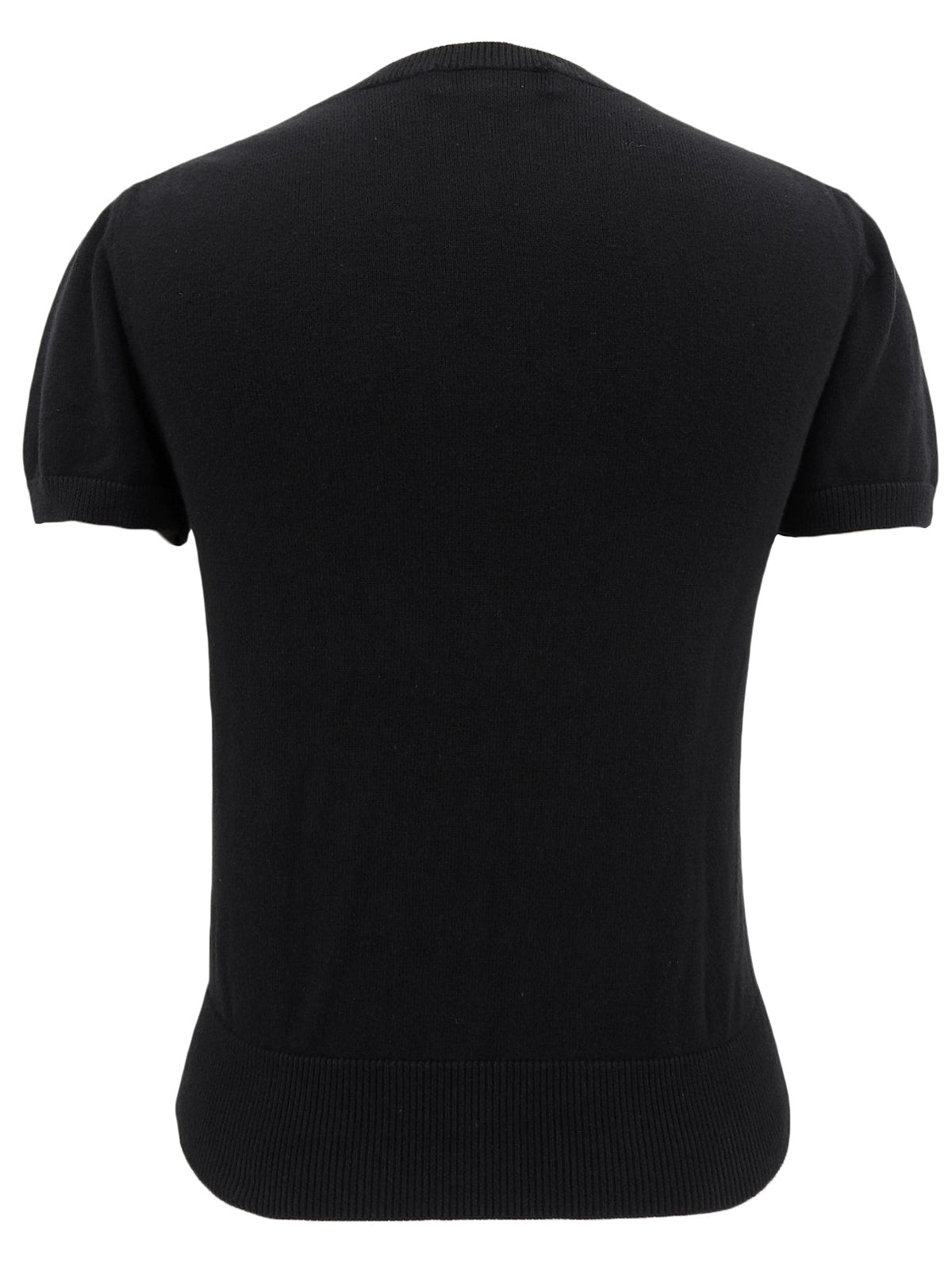 ロゴ刺繍ハーフスリーブトップス ブラック