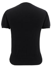 ロゴ刺繍ハーフスリーブトップス ブラック