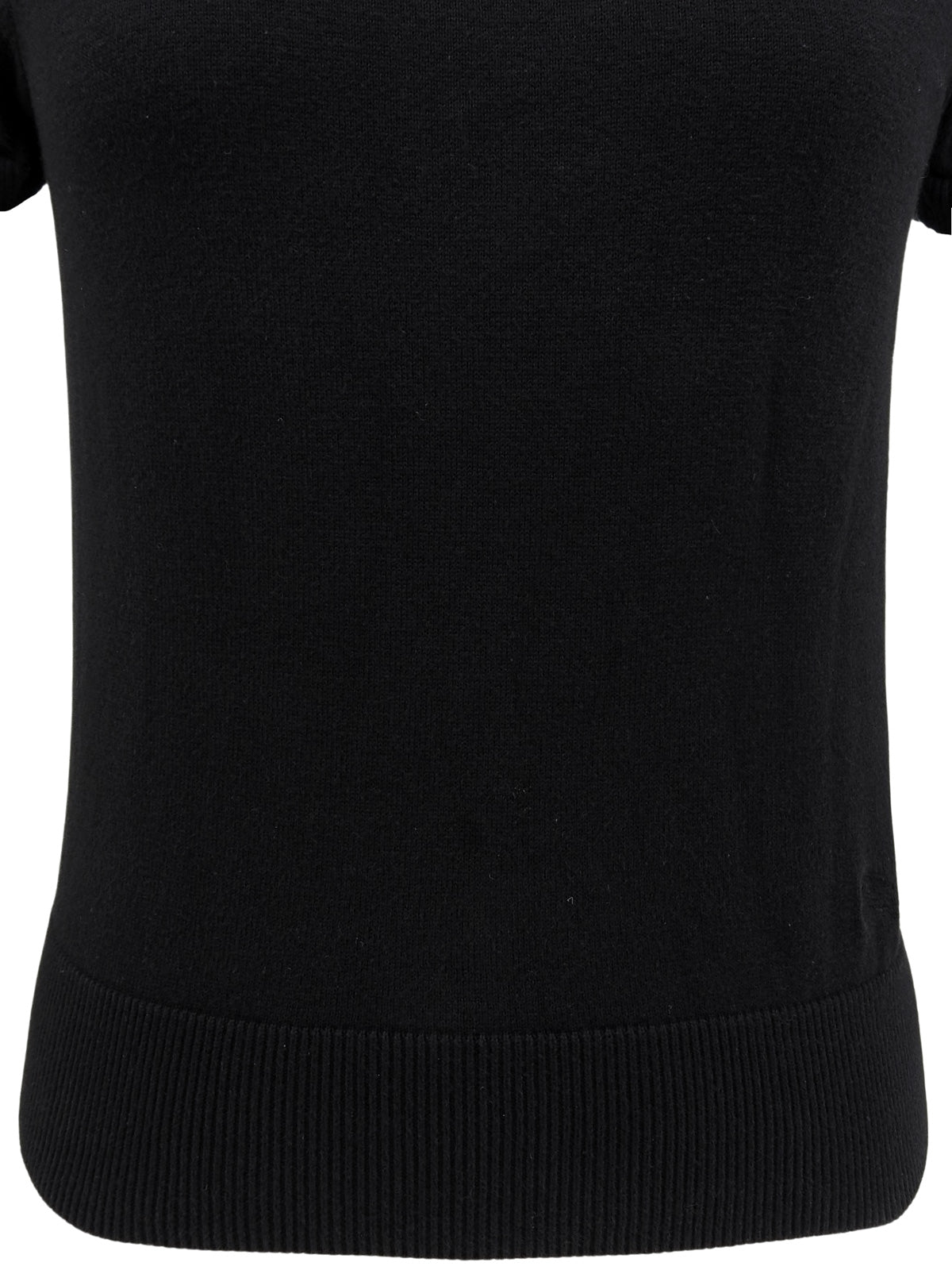 ロゴ刺繍ハーフスリーブトップス ブラック