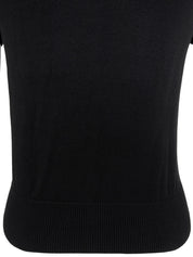 ロゴ刺繍ハーフスリーブトップス ブラック