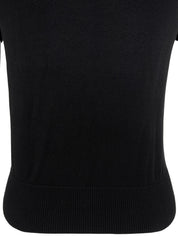 Logo Embroidered Half Sleeve Top in Black