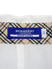 ロゴ刺繍ノバチェックライン七分袖シャツ ホワイト/ベージュ