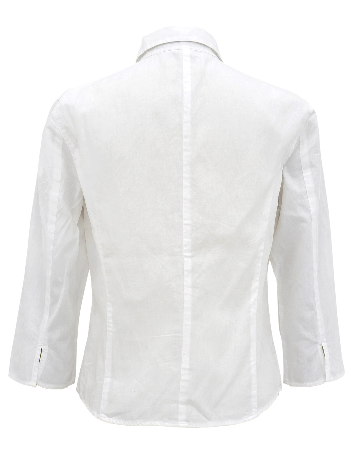 ロゴ刺繍ノバチェックライン七分袖シャツ ホワイト/ベージュ