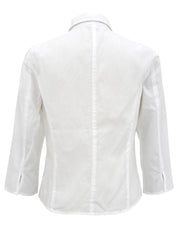 ロゴ刺繍ノバチェックライン七分袖シャツ ホワイト/ベージュ