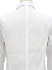 ロゴ刺繍ノバチェックライン七分袖シャツ ホワイト/ベージュ