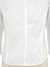 ロゴ刺繍ノバチェックライン七分袖シャツ ホワイト/ベージュ