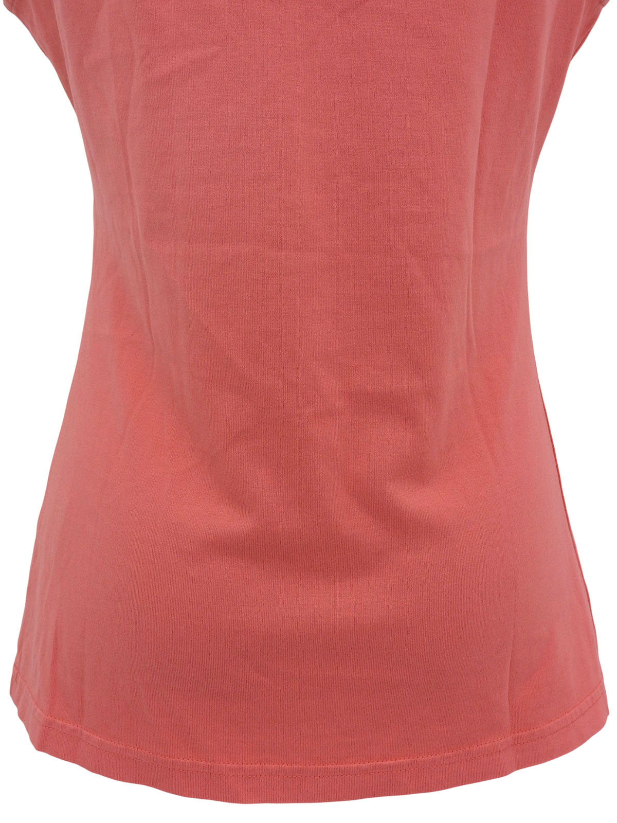 ロゴ刺繍チェックフリルノースリーブトップス コーラルピンク