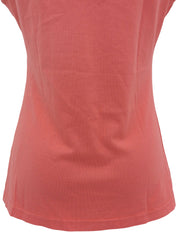 ロゴ刺繍チェックフリルノースリーブトップス コーラルピンク