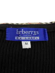 ノバチェックトリムデザインカーディガン ブラック