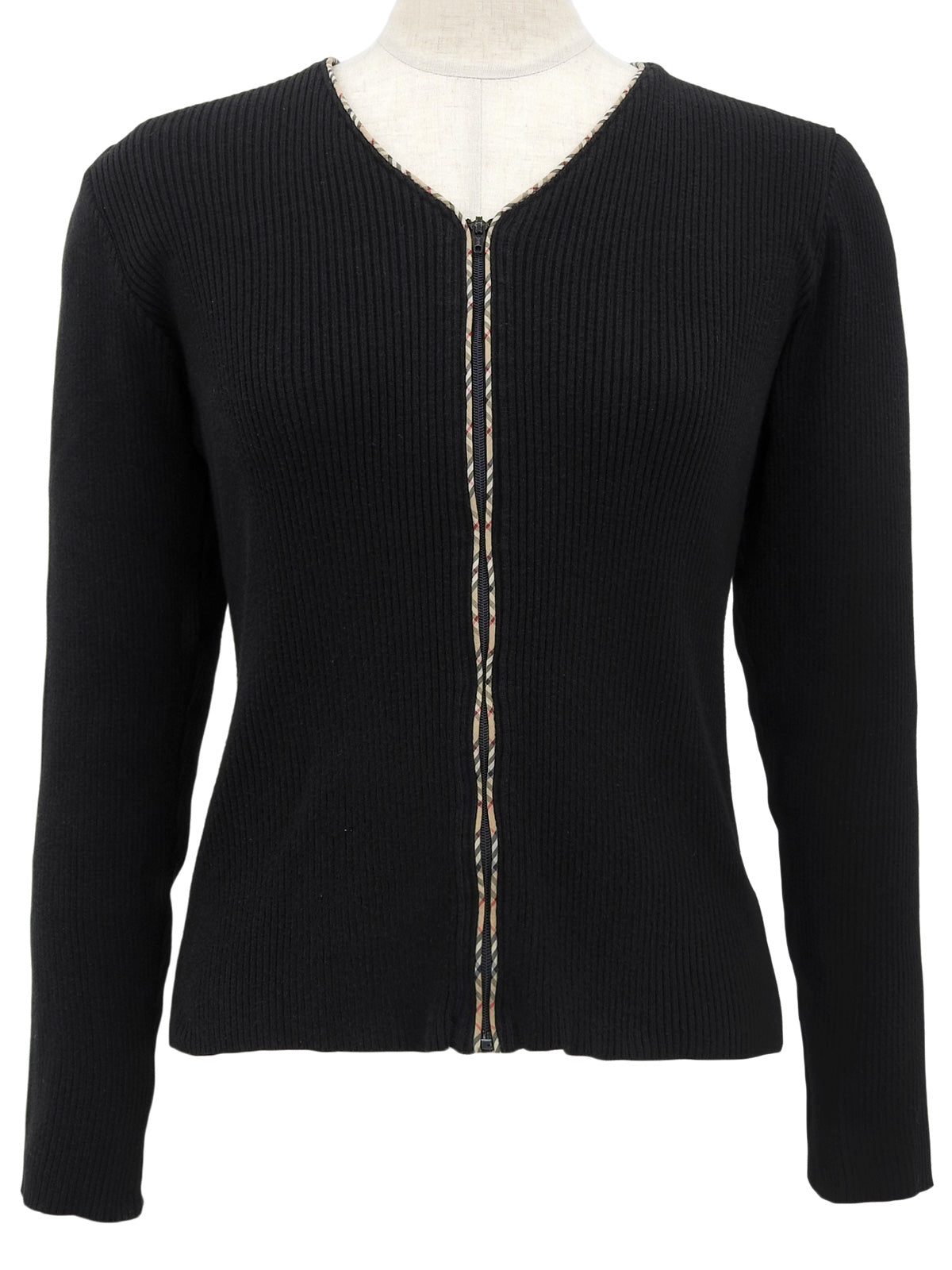 ノバチェックトリムデザインカーディガン ブラック