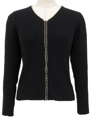 ノバチェックトリムデザインカーディガン ブラック