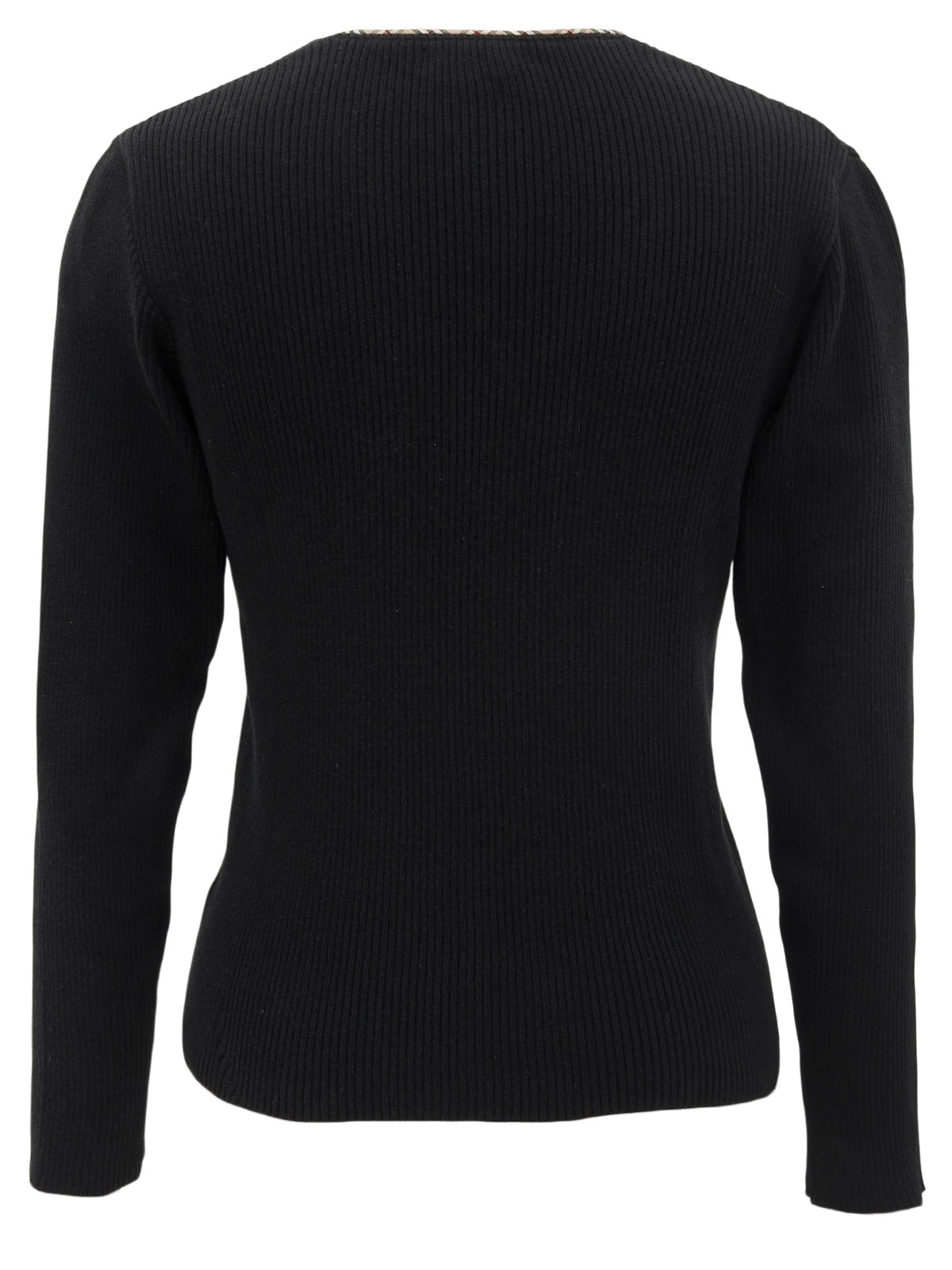 ノバチェックトリムデザインカーディガン ブラック