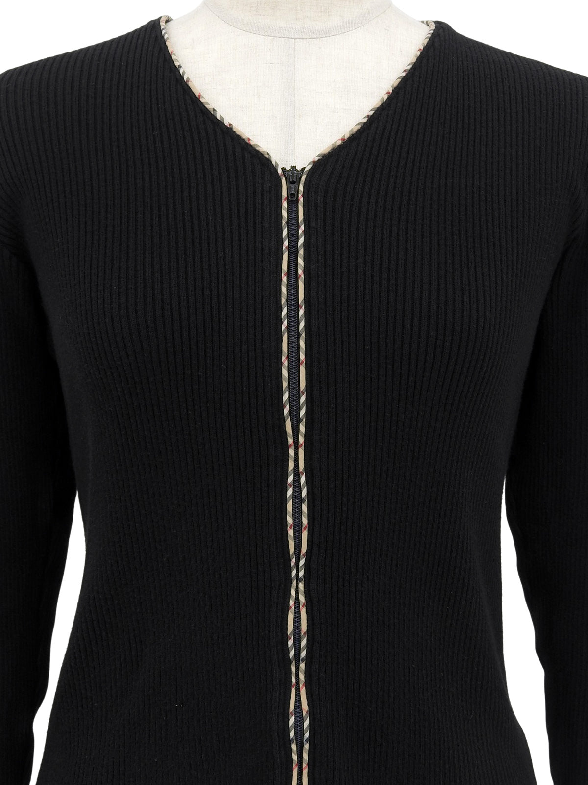 ノバチェックトリムデザインカーディガン ブラック