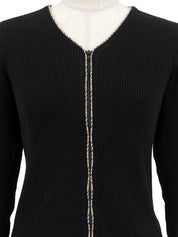 ノバチェックトリムデザインカーディガン ブラック