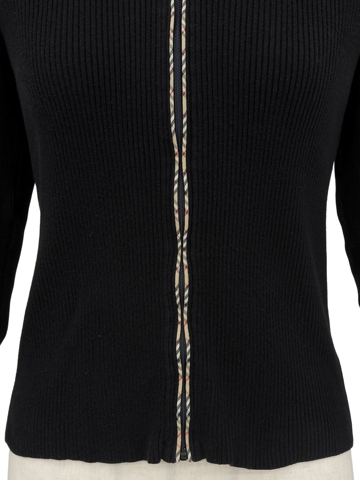 ノバチェックトリムデザインカーディガン ブラック