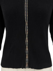 ノバチェックトリムデザインカーディガン ブラック