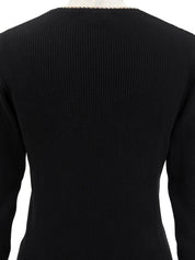 ノバチェックトリムデザインカーディガン ブラック