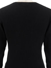 Nova Check trim design cardigan #M Black