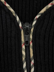 ノバチェックトリムデザインカーディガン ブラック