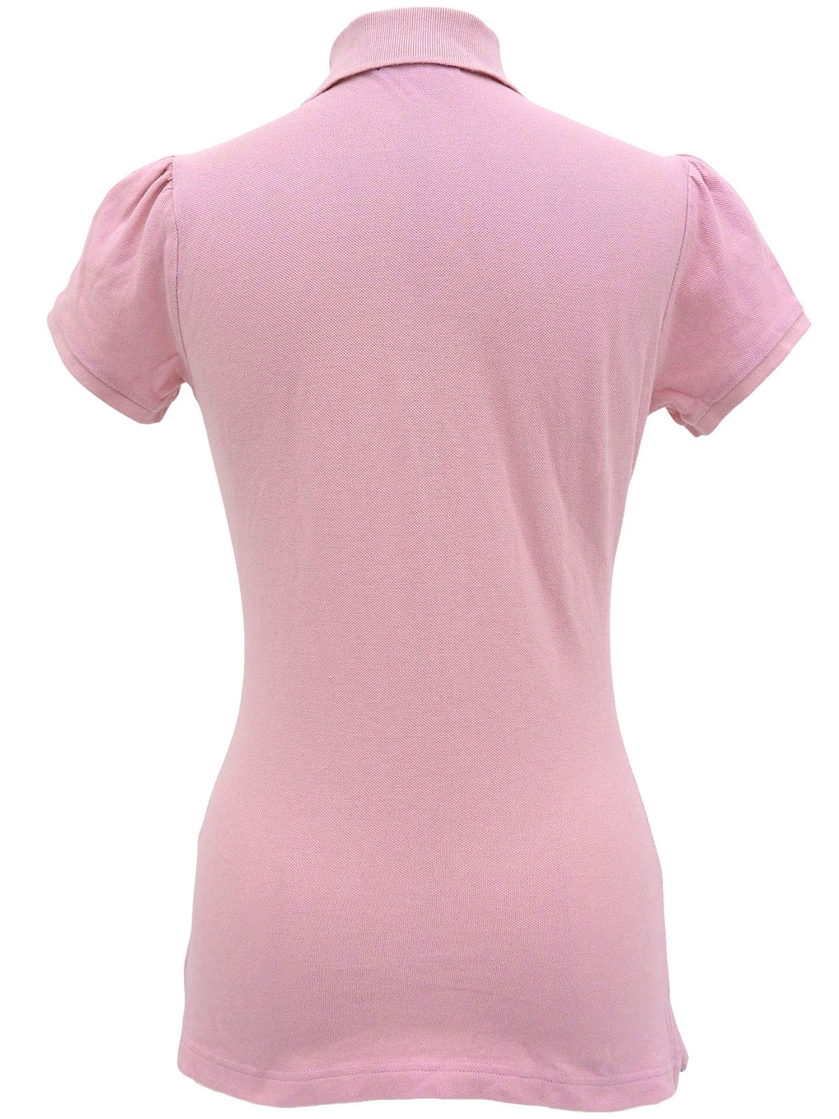 Logo embroidered puff sleeve polo shirt in pink