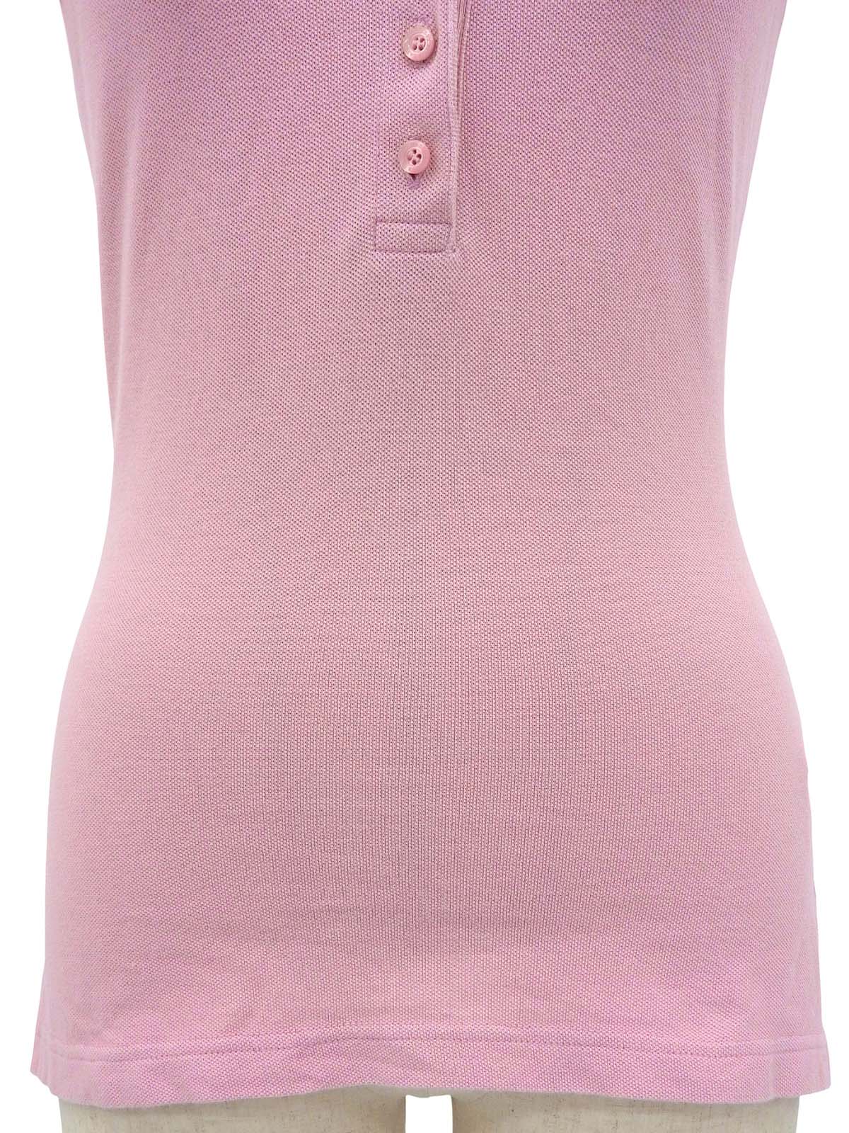 ロゴ刺繍パフスリーブポロシャツ ピンク