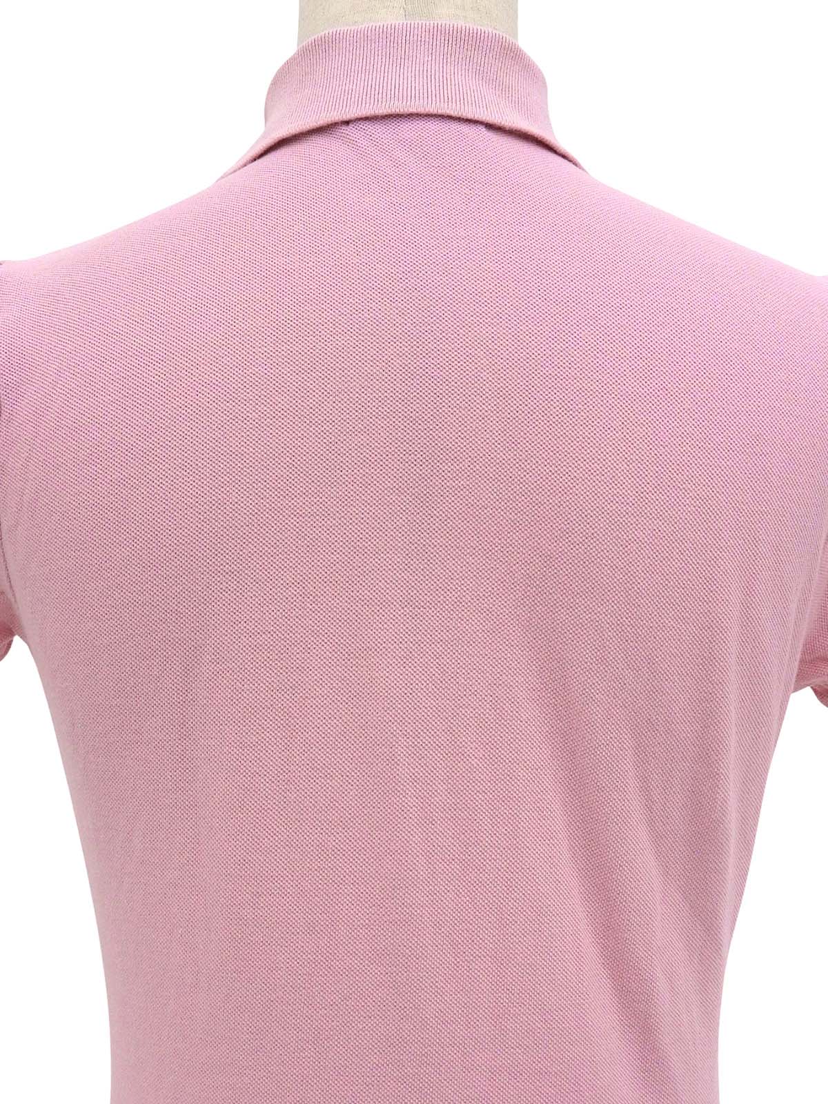 ロゴ刺繍パフスリーブポロシャツ ピンク