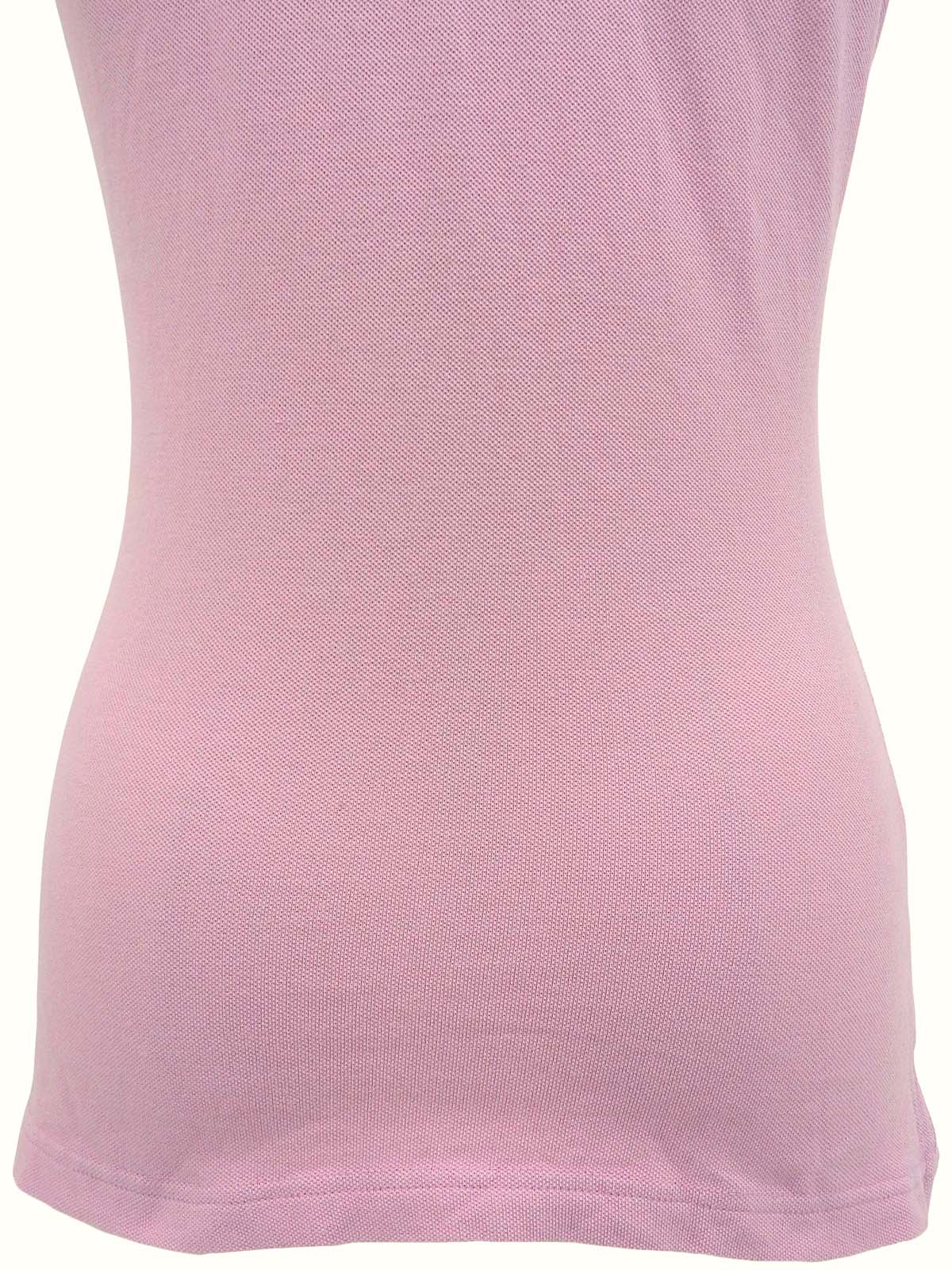 ロゴ刺繍パフスリーブポロシャツ ピンク