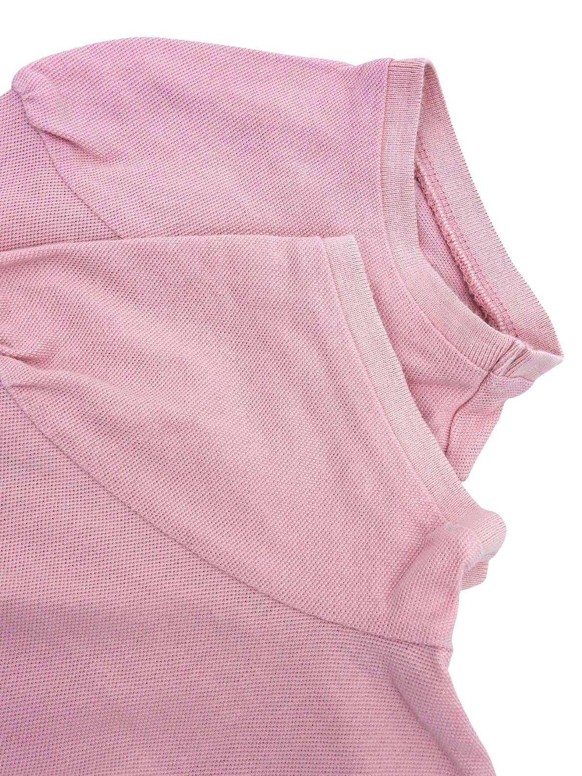 ロゴ刺繍パフスリーブポロシャツ ピンク