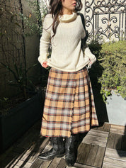 High-neck knit top in ivory