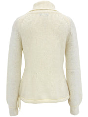 High-neck knit top in ivory