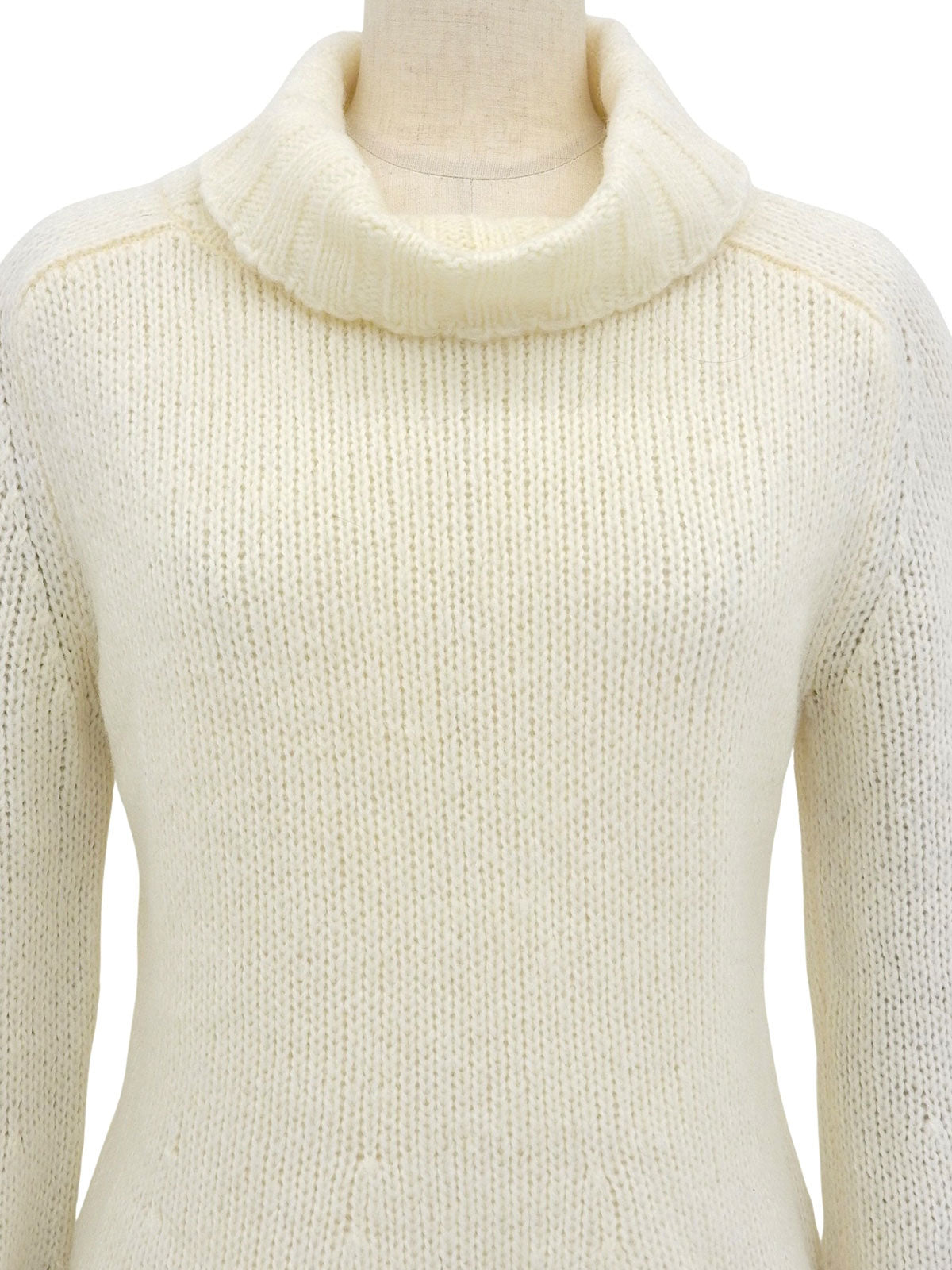 High-neck knit top in ivory