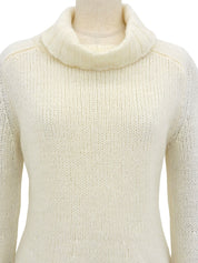 High-neck knit top in ivory