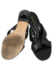 2002年製 レザーモノグラムプレートサンダル ブラック