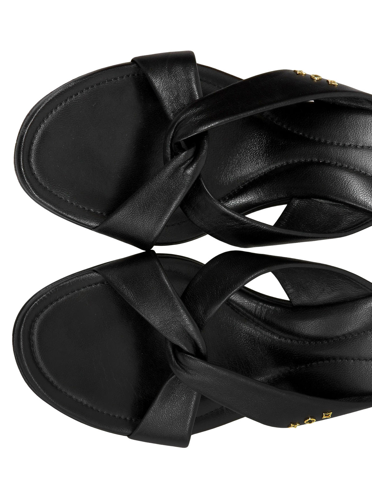 2002年製 レザーモノグラムプレートサンダル ブラック