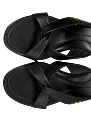 2002年製 レザーモノグラムプレートサンダル ブラック