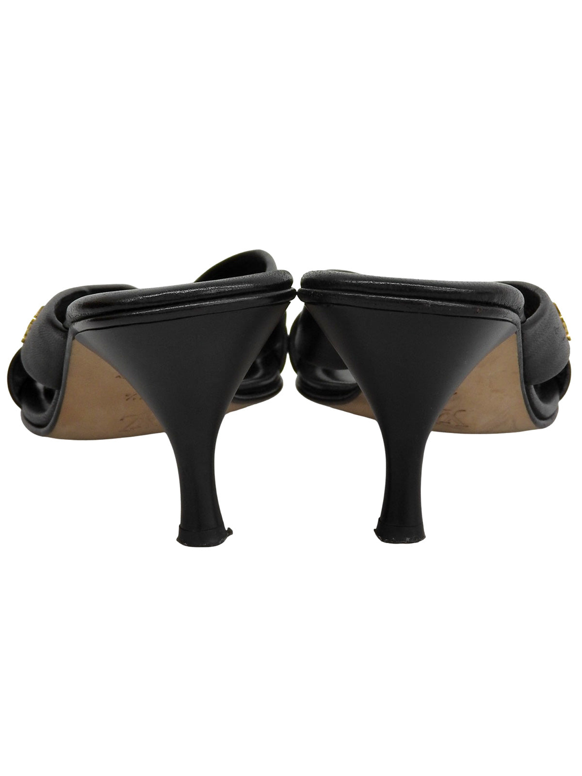 2002年製 レザーモノグラムプレートサンダル ブラック