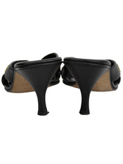 2002年製 レザーモノグラムプレートサンダル ブラック