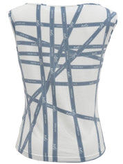 ボルデュックパターン半袖トップス アイスブルー／ホワイト