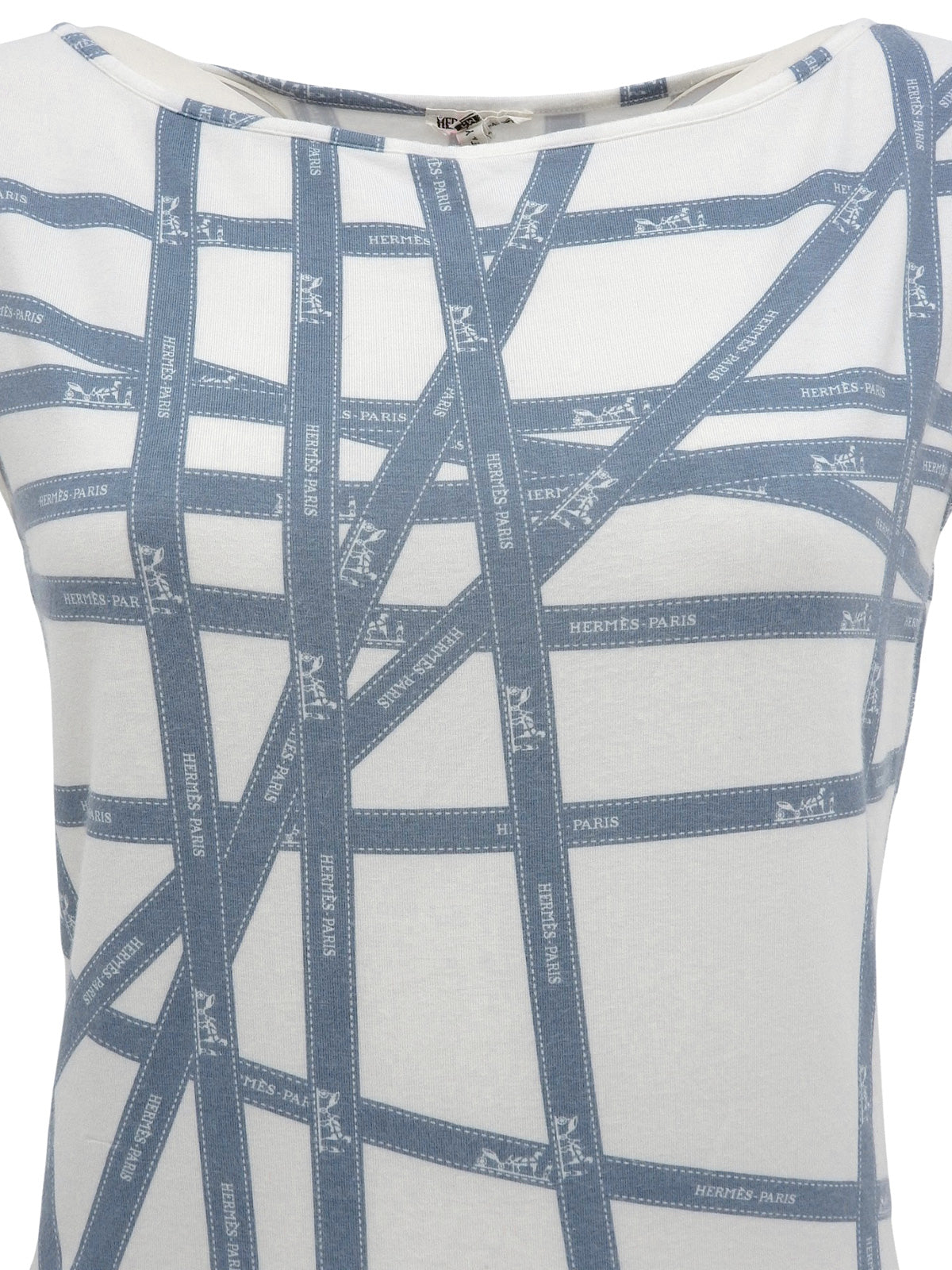 ボルデュックパターン半袖トップス アイスブルー／ホワイト