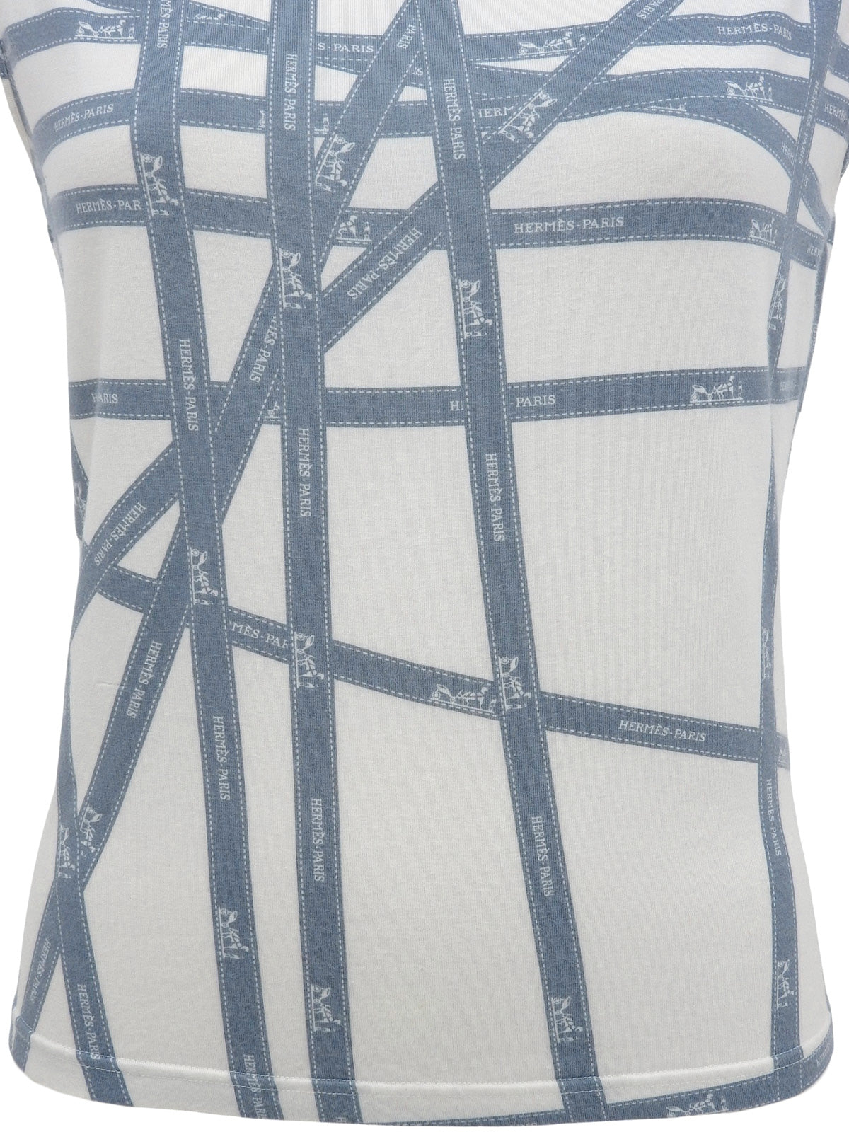 ボルデュックパターン半袖トップス アイスブルー／ホワイト