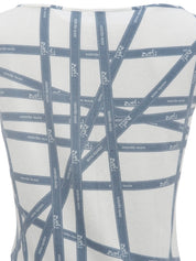 ボルデュックパターン半袖トップス アイスブルー／ホワイト