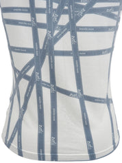 ボルデュックパターン半袖トップス アイスブルー／ホワイト